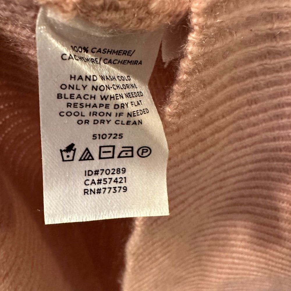 Ann Taylor | 100% Cashmere Small Shawl Collar Faux Wrap Sweater Dusty Pink Soft - Picture 7 of 7